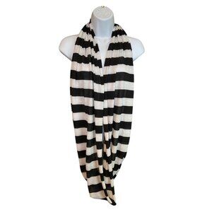Black & White Striped Infinity Scarf | Soft Knit Loop Minimalist Style